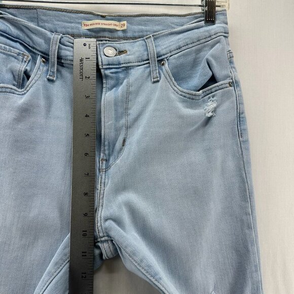 Levis 724 High-Rise Straight Crop Jeans Women 29 Stretch Tribeca Moon Light Wash - Picture 8 of 13